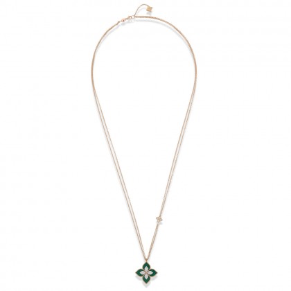 Princess Flower | Green Malachite and Diamond Pendant Necklace