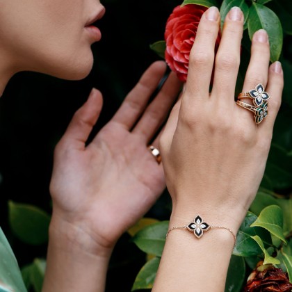 Princess Flower | Black Jade and Diamond Bracelet