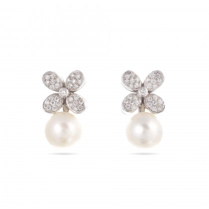 Diamond and Pearl Earrings