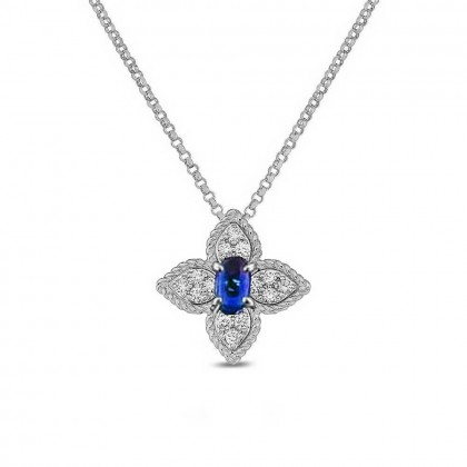 Princess Flower | Saphire and Diamond Pendant Necklace