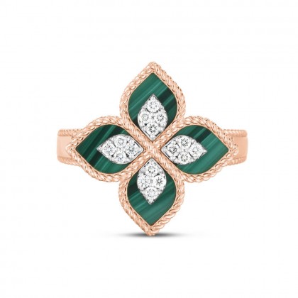 Princess Flower | Anel com Malaquite Verde e Diamantes