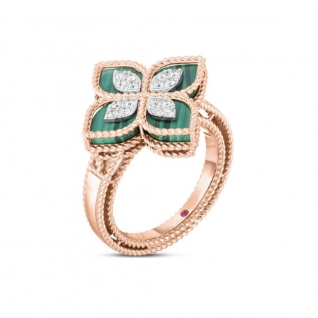 Princess Flower | Green Malachite and Diamond Ring