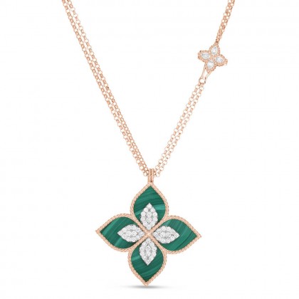 Princess Flower | Green Malachite and Diamond Pendant Necklace