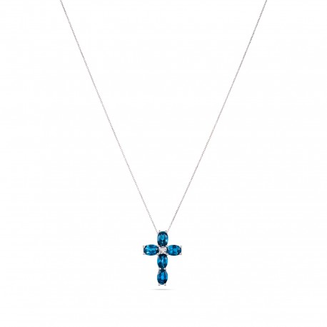 Topaz and Diamond Cross Necklace