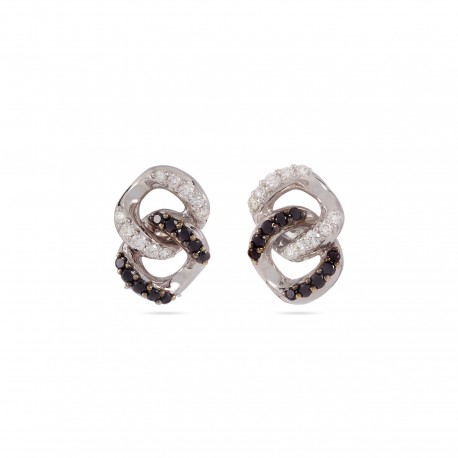 Groumette | White and Black Diamond Earrings