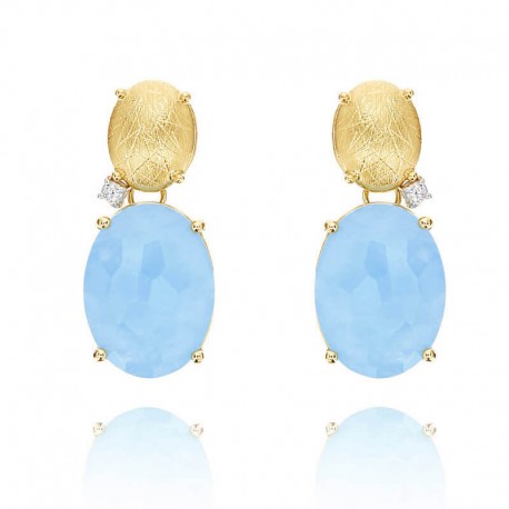 Ipanema | Acquamarine Cabochon and Diamond Earrings