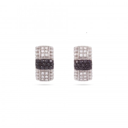 Circles | Black and White Diamond Earrings