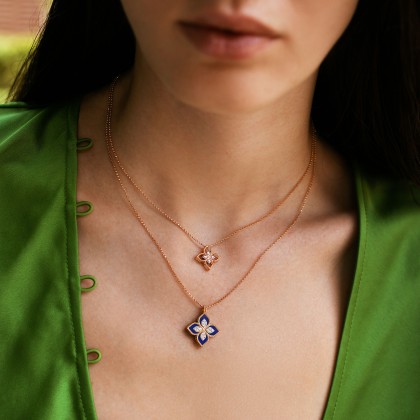 Princess Flower | Diamond and Lapis Lazuli Pendant Necklace