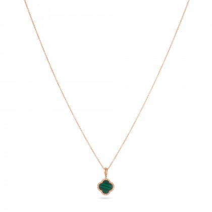 Malachite and Diamond Pendant Necklace