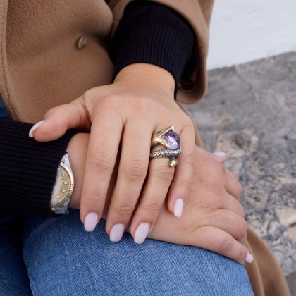Amethyst and Iolite Ring