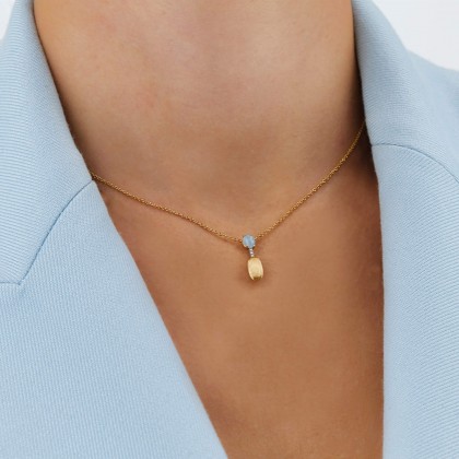 Dancing in the Rain AZURE | Aquamarine and Diamond Pendant Necklace