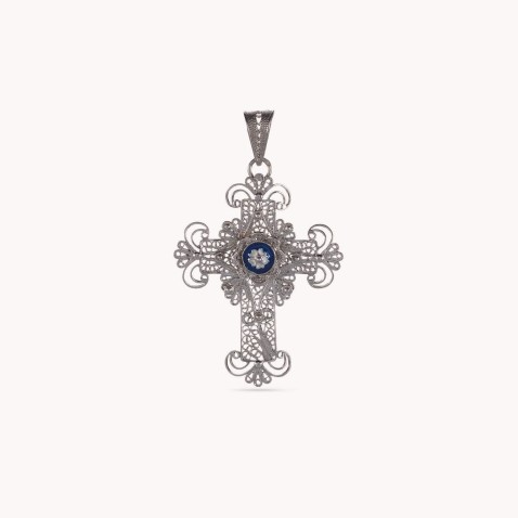 Filigree cross with enamel