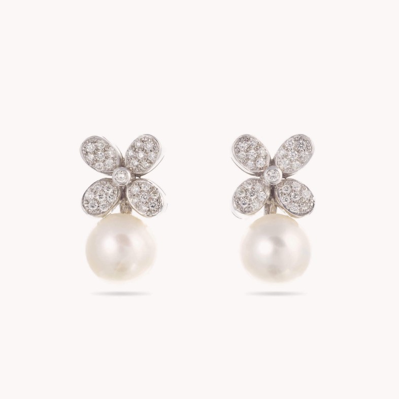 Diamond and Pearl Earrings