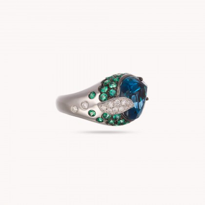 Topaz, Emeralds and Diamond Ring