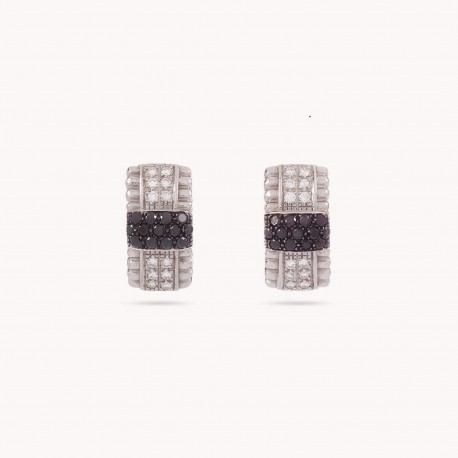 Circles | Black and White Diamond Earrings