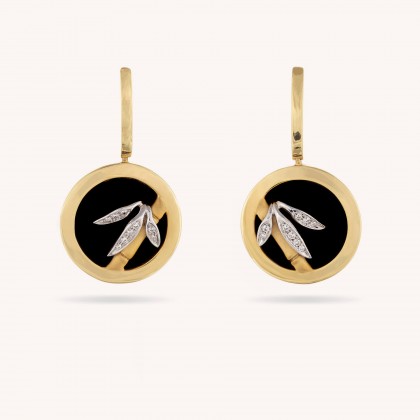 Bamboo | Diamond and Onyx Earrings