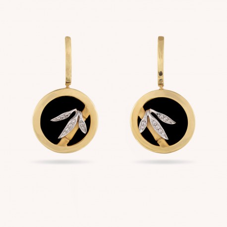 Bamboo | Diamond and Onyx Earrings