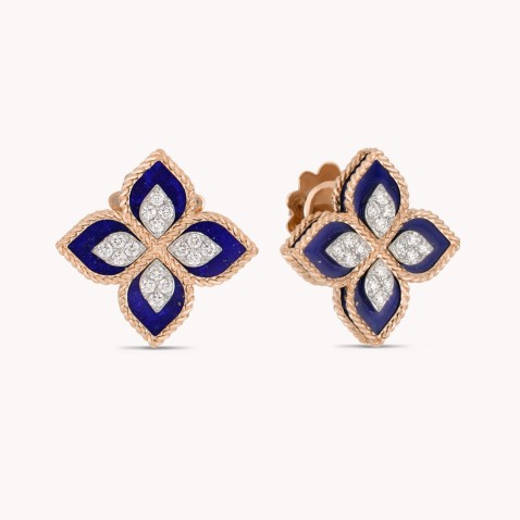 Princess Flower | Diamond and Lapis Lazuli Earrings