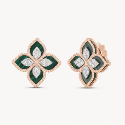 Princess Flower | Green Malachite and Diamond Earrings