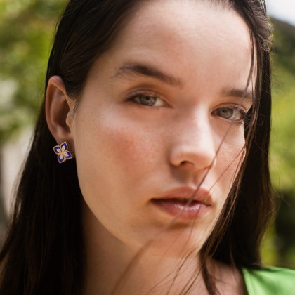 Princess Flower | Diamond and Lapis Lazuli Earrings