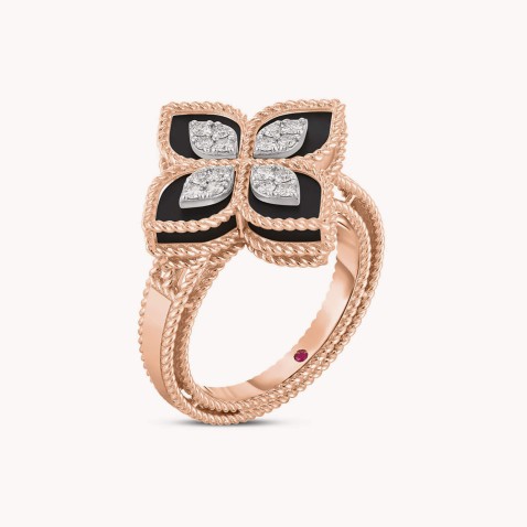 Princess Flower | Diamond and Black Jade Ring