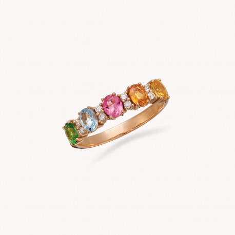 Sapphires, Tourmalines, Tsavorites, Aquamarine and Diamond Ring