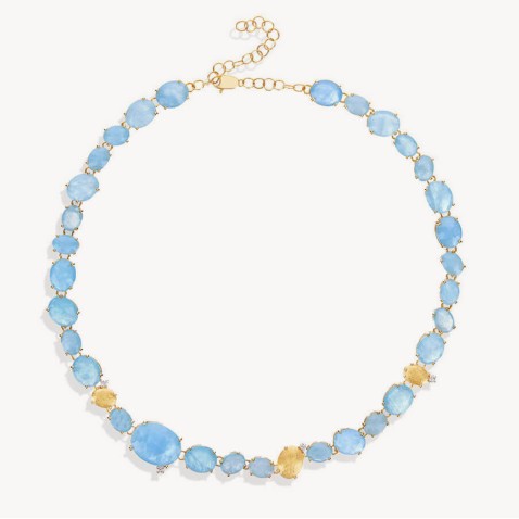 Ipanema | Acquamarine Cabochon and Diamond Necklace