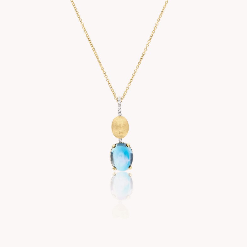 Dancing in the Rain AZURE | Blue Topaz and Diamond Pendant Necklace