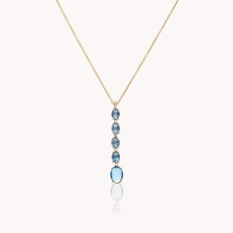 Dancing in the Rain AZURE | Blue Topaz and Diamond Pendant Necklace