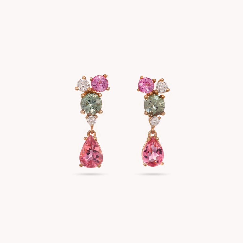 Tourmalines, Sapphires and Diamond Earrings