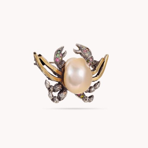 Pearl and Tourmaline Brooch