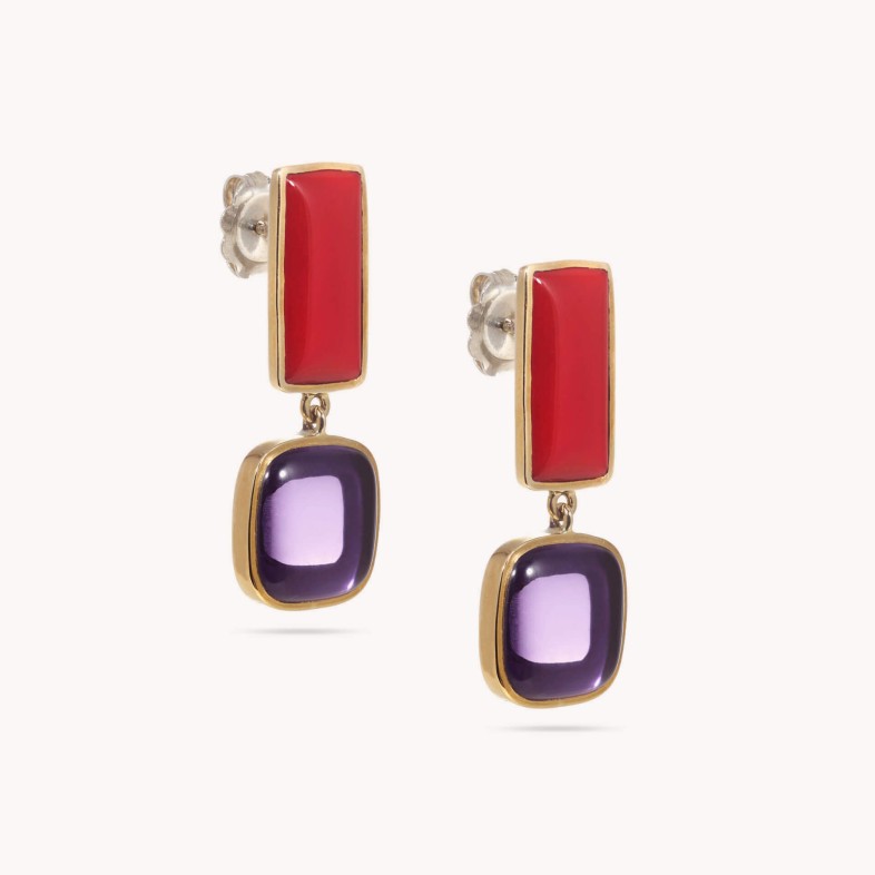 Amethyst and Bamboo Earrings