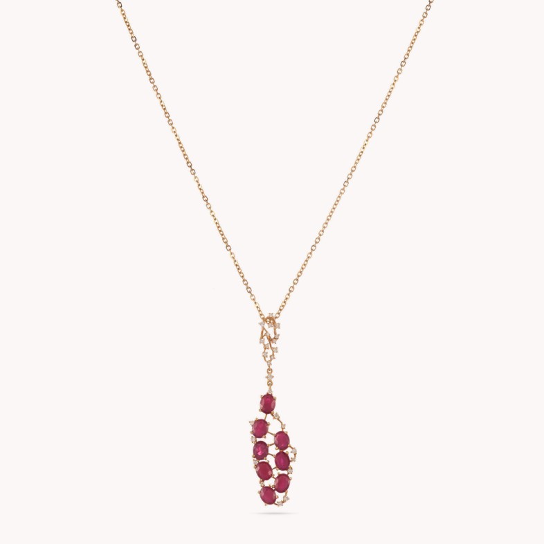 Rubies and Diamond Pendant Necklace