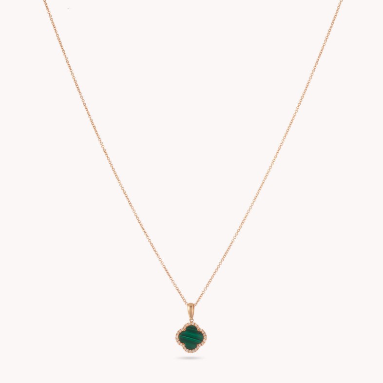 Malachite and Diamond Pendant Necklace