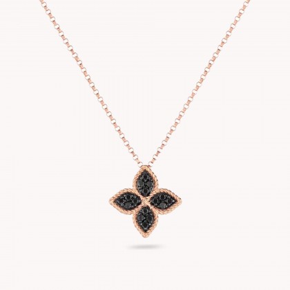 Princess Flower | Black Diamond Pendant Necklace