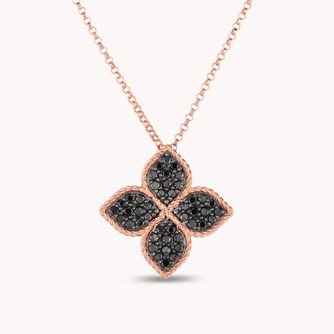 Princess Flower | Black Diamond Pendant Necklace