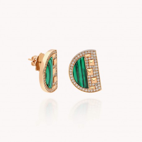 Cairo | Diamond and Malachite Earrings