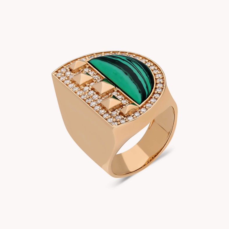 Cairo | Diamond and Malachite Ring