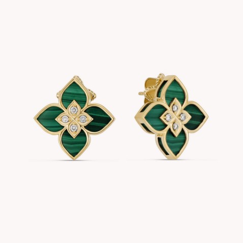 Venetian Princess | Malachite and Diamond Earrings