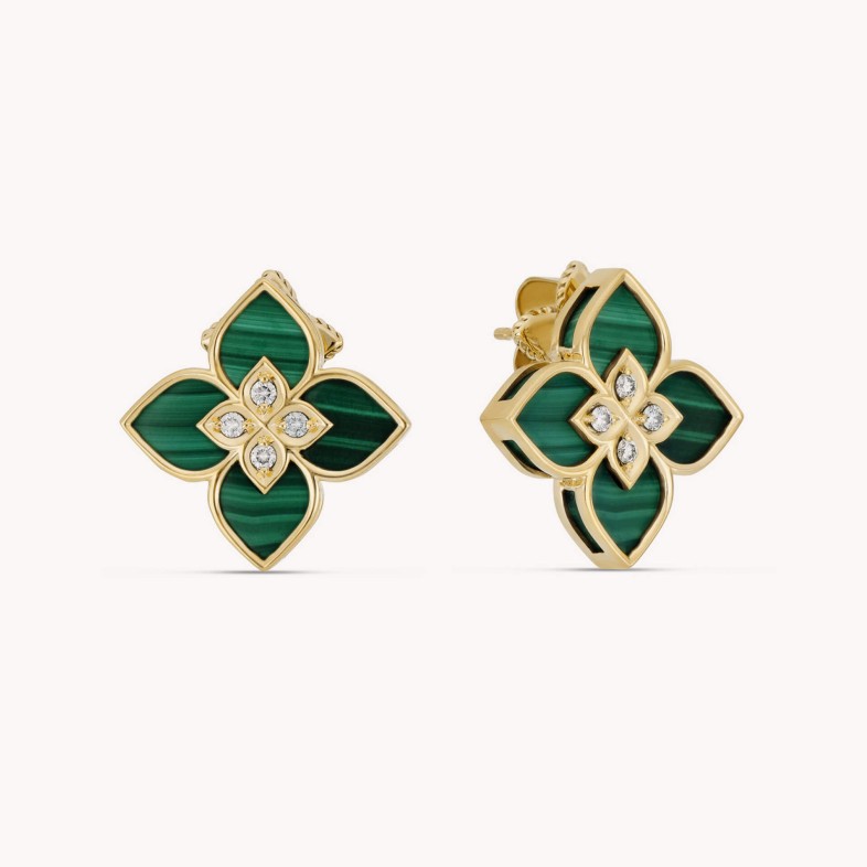 Venetian Princess | Malachite and Diamond Earrings