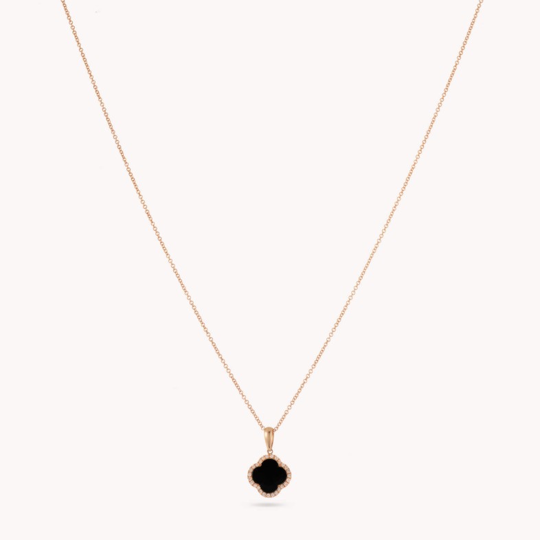 Onyx and Diamond Pendant Necklace