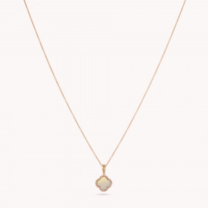 Mother of Pearl and Diamond Pendant Necklace