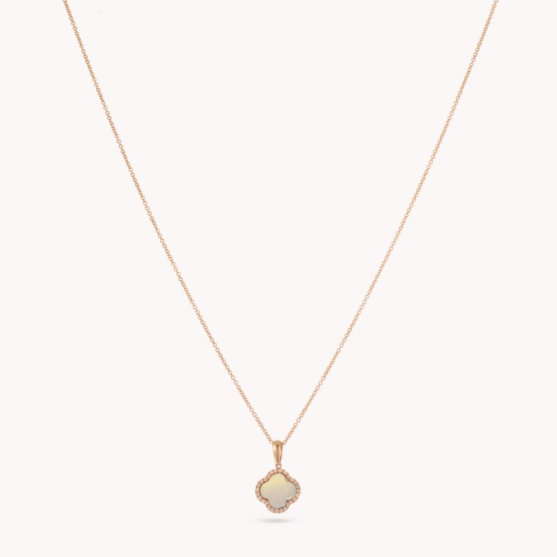 Mother of Pearl and Diamond Pendant Necklace