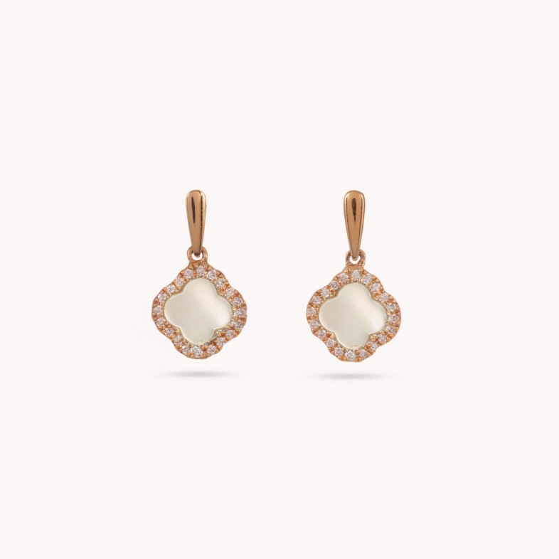 Mother of Pearl and Diamond Earrings