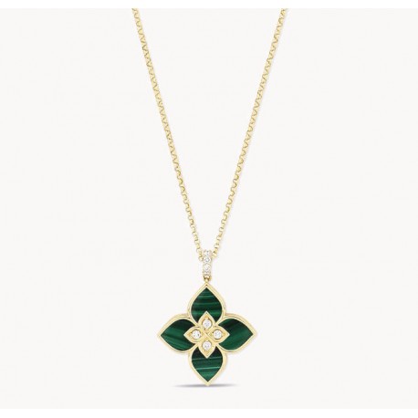 Venetian Princess | Malachite and Diamond Pendant Necklace