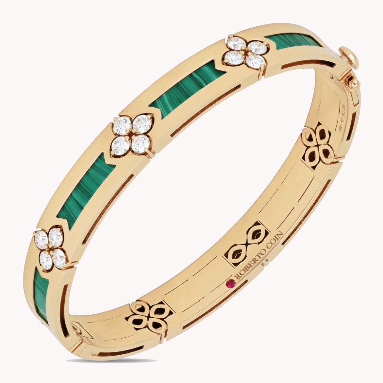 Love in Verona | Malachite and Diamond Bangle Bracelet