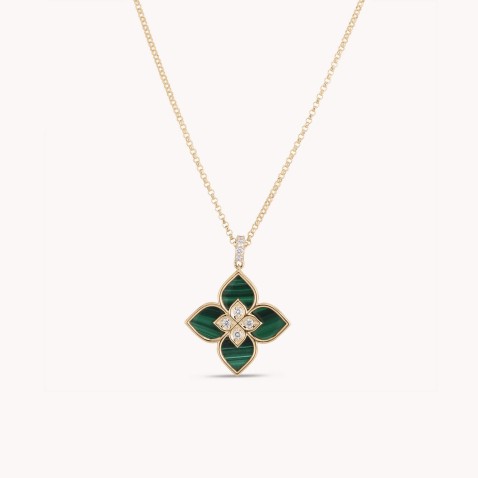 Venetian Princess | Malachite and Diamond Pendant Necklace