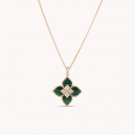 Venetian Princess | Malachite and Diamond Pendant Necklace