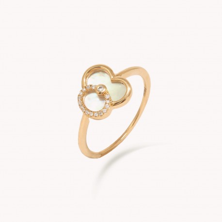 Mother of Pearl and Diamond Gold Ring
