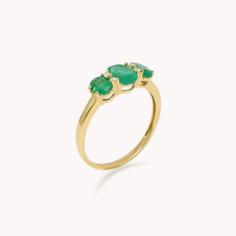 Emerald and Diamond Gold Ring